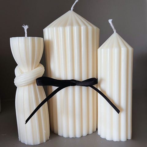 Ribbon Pillar Soy Candle Bundle