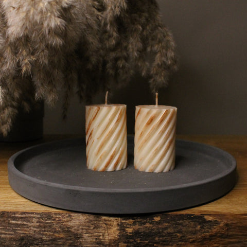 Luxury Copper Marble Miniature Pillar Candles x2 Soy 7.5cm