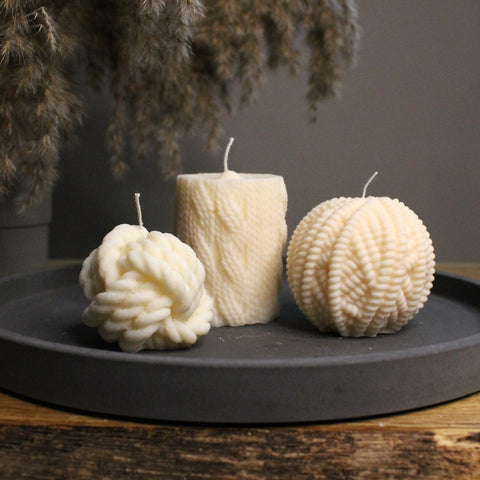 Knitted Bundle Package Three Scented Soy Candles