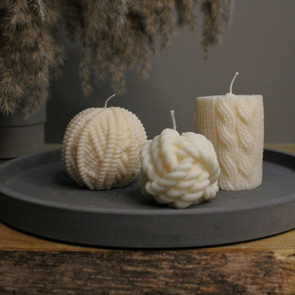 Knitted Bundle Package Three Scented Soy Candles