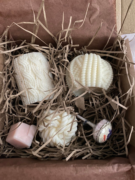 Knitted Bundle Package Three Scented Soy Candles